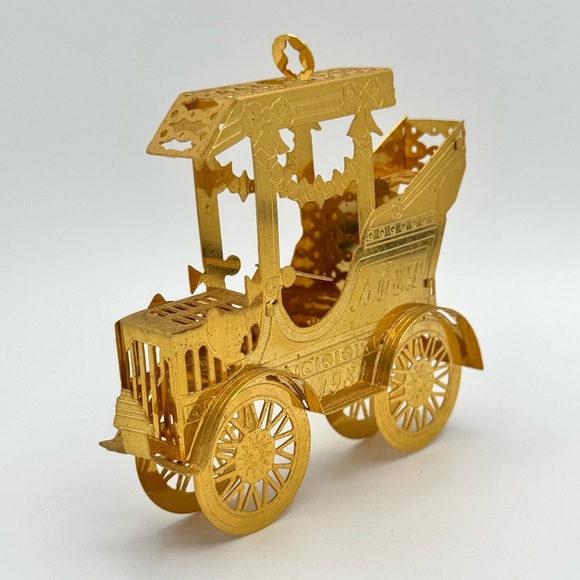 VTG 1981 Gorham Filigree 3D Brass Royal Carriage Holiday Ornament - Picture 4 of 8